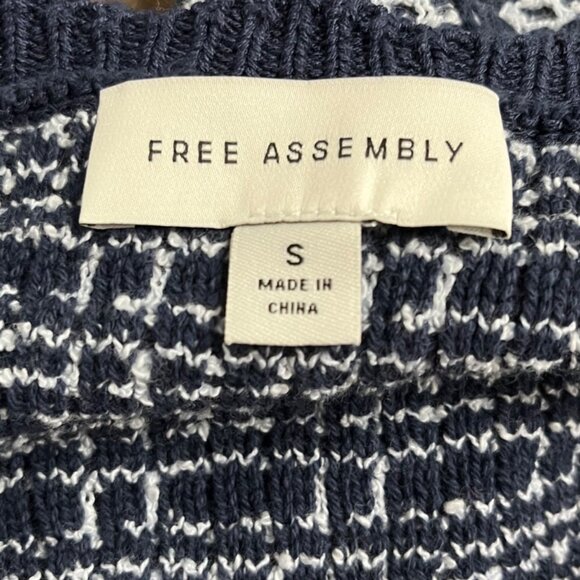 Free Assembly Navy/White Plaid Knit Dress Womens Short Sleeves Sz S - Picture 6 of 8